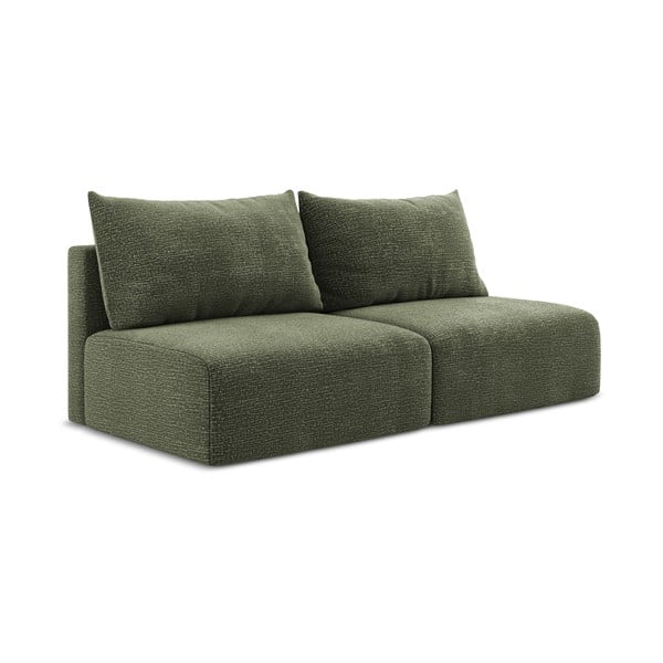 Zielona rozkładana/ze schowkiem sofa 216 cm Kalena – Makamii-image-1