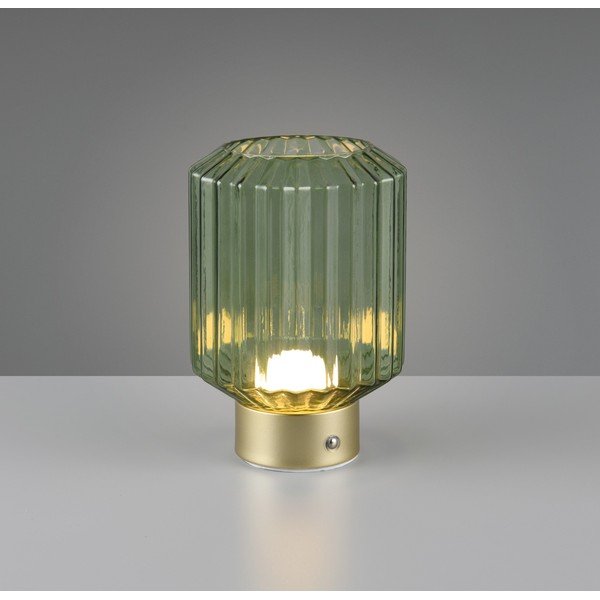 Lampa stołowa LED w zielono-złotym kolorze ze ściemniaczem i szklanym kloszem (wys. 19,5 cm) Lord – Reality-image-1
