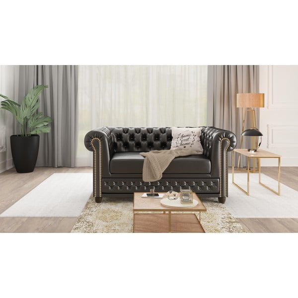 Czarna sofa z imitacji skóry 148 cm York – Ropez-image-1