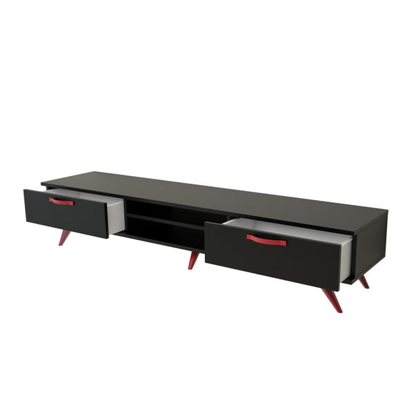 Czarna szafka pod TV z czerwonymi nogami Magenta Home Coulour Series, szer. 180 cm