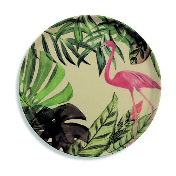 Talerz bambusowy z flamingiem Villa d'Este Tropical, 31,8 cm