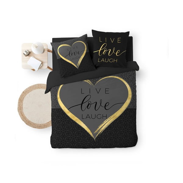 Czarna bawełniana pościel dwuosobowa 200x200 cm Crazy Love – douceur d'intérieur