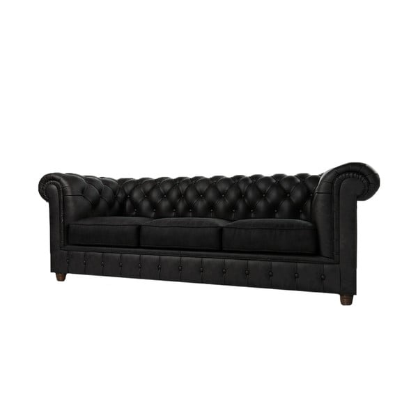 Czarna aksamitna sofa 230 cm Cambridge – Ropez