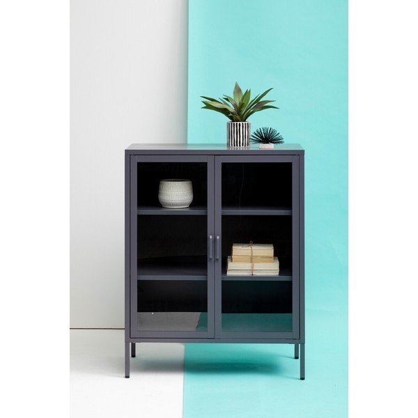 Szara stalowa witryna 80x102x40 cm Acier – Premier Housewares-image-3