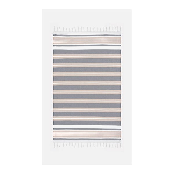 Beżowo-szary ręcznik z domieszką bawełny Kate Louise Cotton Collection Line Beige Grey, 100x180 cm
