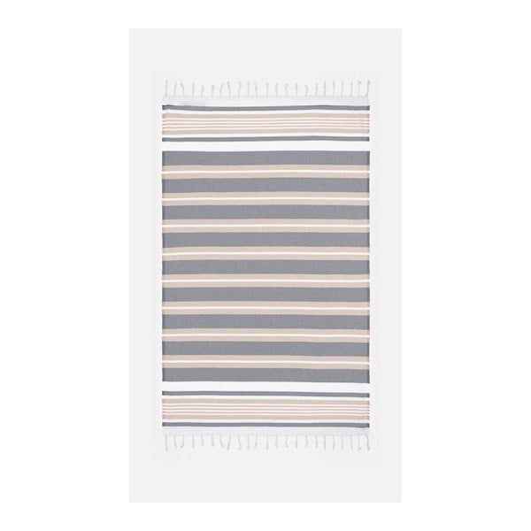 Beżowo-szary ręcznik z domieszką bawełny Kate Louise Cotton Collection Line Beige Grey, 100x180 cm