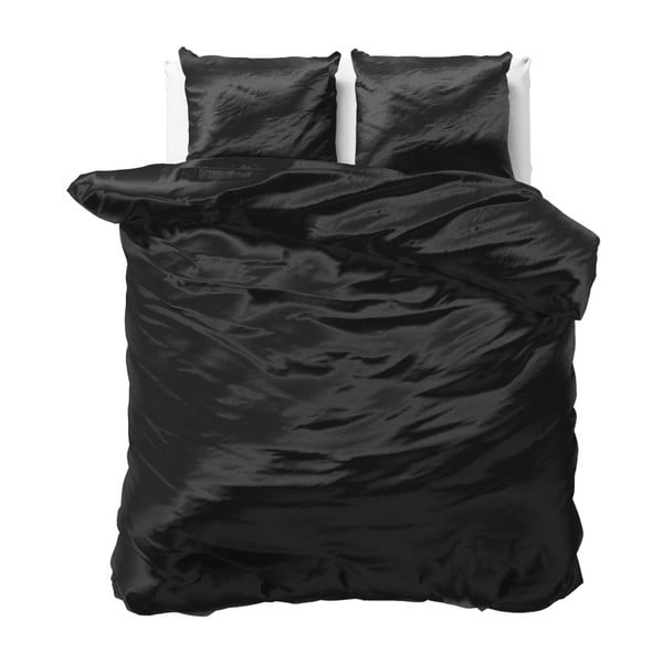 Czarna pościel dwuosobowa z mikroperkalu satynowego Sleeptime, 240x220 cm