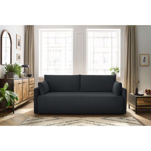 Ciemnoszara sztruksowa rozkładana sofa 211 cm Marcel – Bobochic Paris-image-1