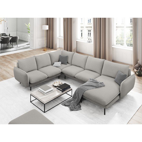 Jasnoszara sofa w kształcie litery U Cosmopolitan Design Vienna, lewostronna-image-1