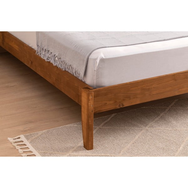 Ciemnobrązowe łóżko jednoosobowe z litego drewna świerkowego ze stelażem 90x200 cm Venus – Kalune Design-image-4