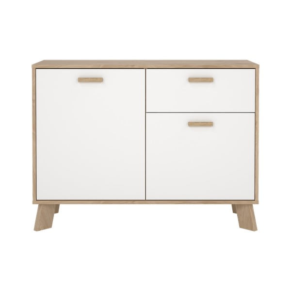 Biało-naturalna komoda w dekorze dębu 99x73x39 cm Ikast – Tvilum