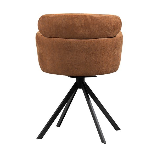 Koniakowy tapicerowany fotel jadalniany z podłokietnikami Fenne – WOOOD-image-2