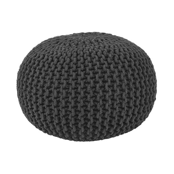 Czarny puf dziergany LABEL51 Knitted, ⌀ 50 cm
