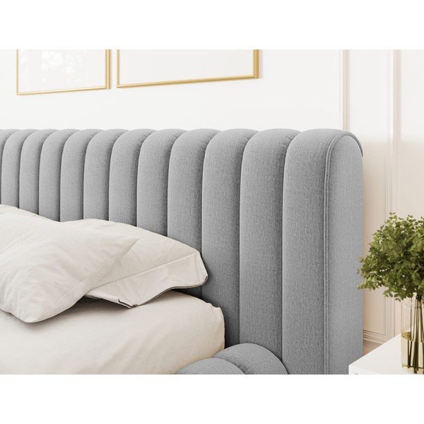 Jasnoszare tapicerowane łóżko dwuosobowe ze schowkiem ze stelażem 140x200 cm Carilla – ELTAP-image-4