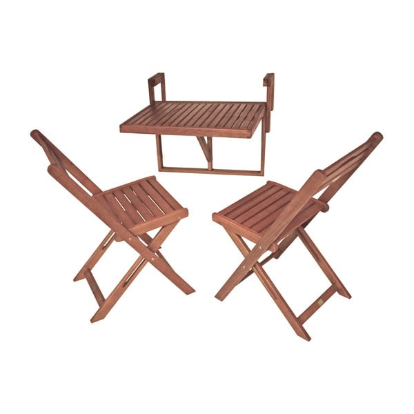 Zestaw 2 krzeseł i wiszącego stolika z drewna eukaliptusowego Garden Pleasure Balcony Berkeley