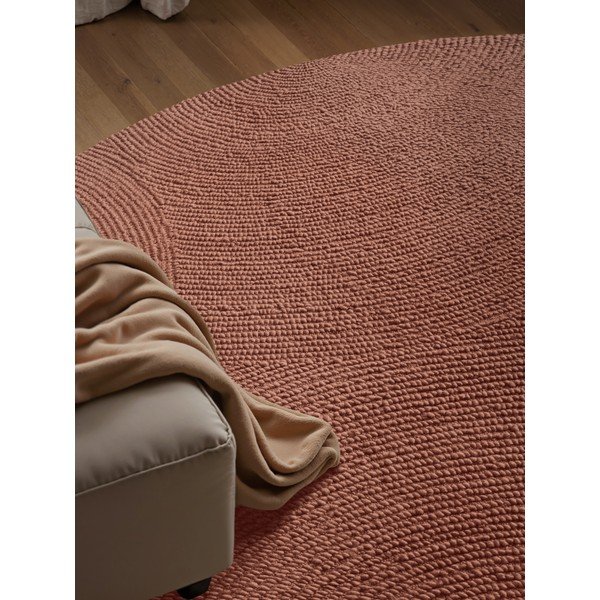 Wełniany okrągły dywan tkany ręcznie w kolorze terakoty ø 120 cm Calmio – Hanse Home-image-3