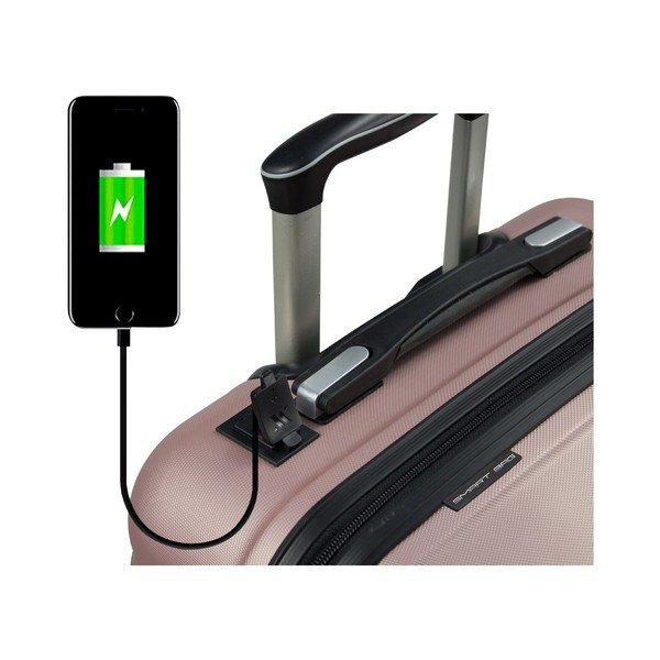 Różowa walizka na kółkach z USB My Valice COLORS RESSNO Pilot Suitcase-image-4