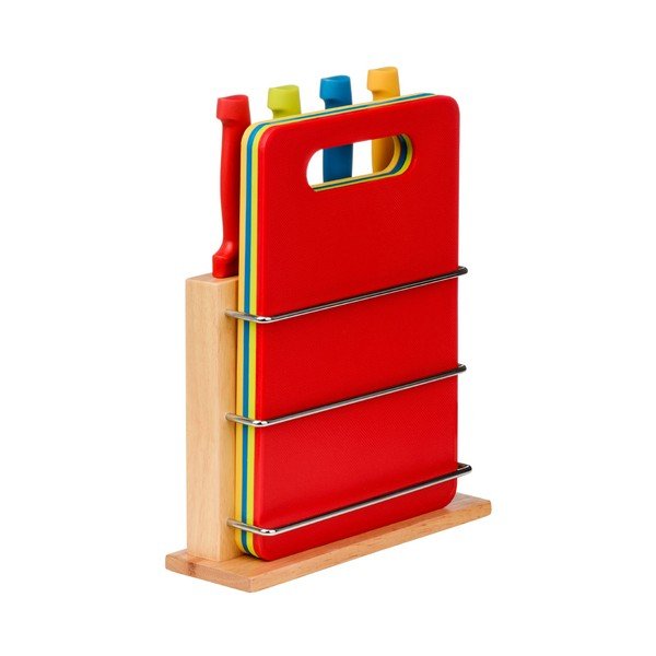 Zestaw 4 nożów, 4 desek i stojaku Premier Housewares