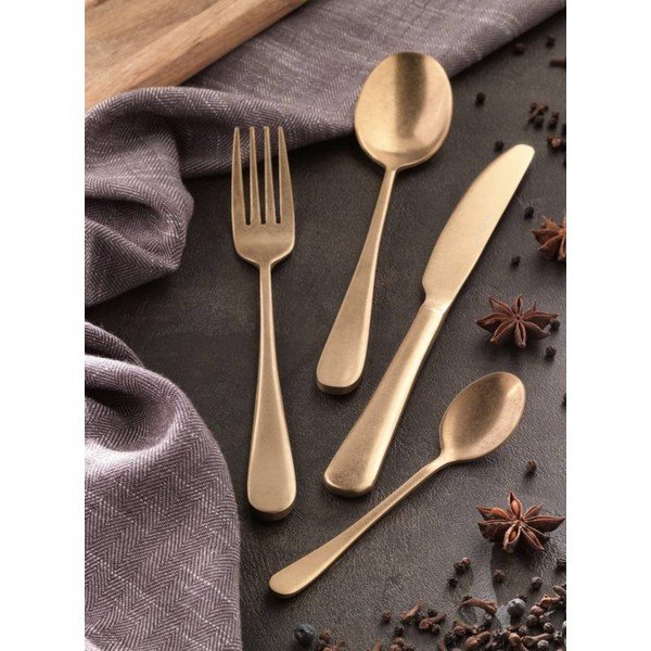 Sztućce ze stali nierdzewnej 16 szt. w kolorze złota Posate Old – Brandani-image-1