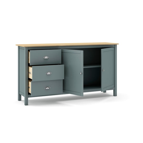 Szarozielona komoda z litego drewna sosnowego 150x80x40 cm Misti – Marckeric-image-4