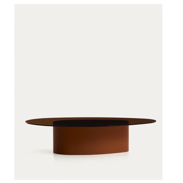 Brązowy stolik ze szklanym blatem 81x140 cm Olir – Kave Home-image-4