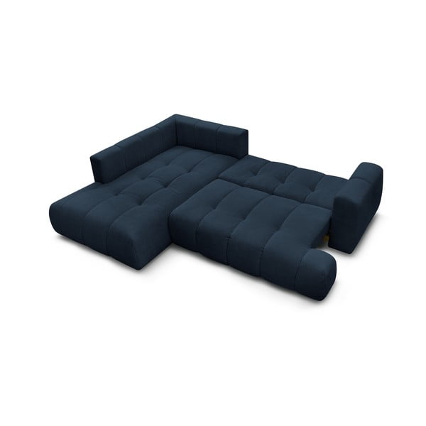 Ciemnoniebieski rozkładany/ze schowkiem narożnik (lewostronny/w kształcie litery L) Fuji – Bobochic Paris-image-4