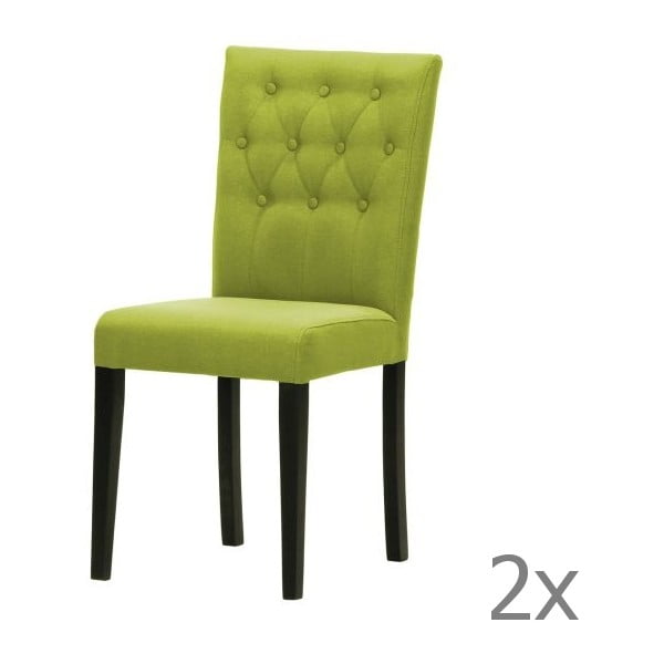 Komplet 2 krzeseł Monako Etna Green, czarne nóżki