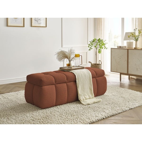 Ceglasta  ławka z materiału bouclé Mont Blanc – Bobochic Paris-image-1