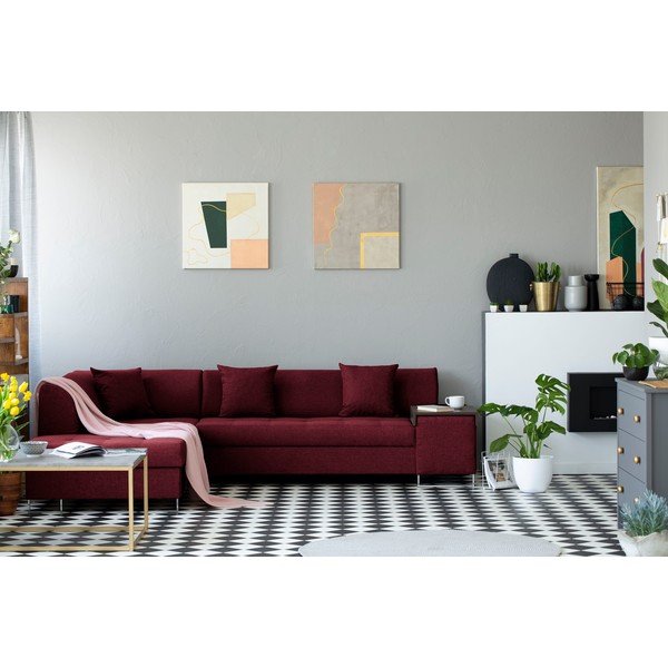 Czerwony narożnik z nogami w kolorze srebra Cosmopolitan Design Orlando, lewy róg-image-1
