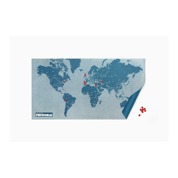 Niebieska ścienna mapa świata Palomar Pin World, 126x68 cm-image-1