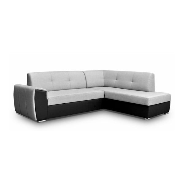 Jasnoszaro-czarna rozkładana sofa Mars Jersey, prawostronna