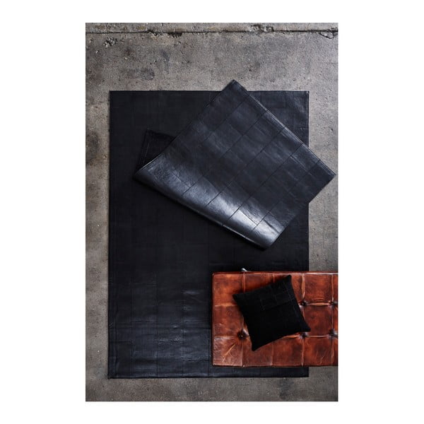 Czarny dywan z prawdziwej skóry Fuhrhome Athens, 120x180 cm-image-4