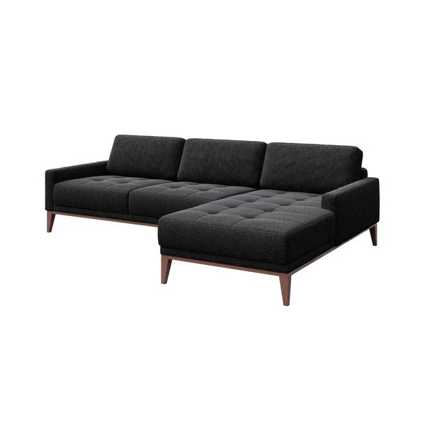 Antracytowa sofa z szezlongiem po prawej stronie MESONICA Musso Tufted-image-2