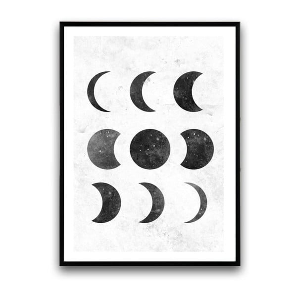 Plakat w drewnianej ramie Moon, 38x28 cm