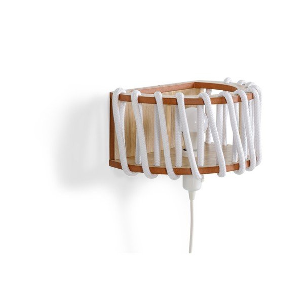 Biały kinkiet z drewnianą konstrukcją EMKO Macaron, dł. 30 cm-image-3