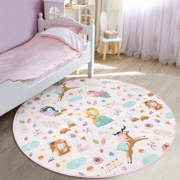 Jasnoróżowy dywan dziecięcy ø 100 cm Comfort – Mila Home-image-1