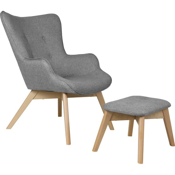 Szary fotel z podnóżkiem Niko – Ropez