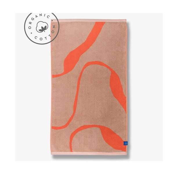 Pomarańczowo-jasnobrązowy ręcznik kąpielowy z bawełny organicznej 70x133 cm Nova Arte – Mette Ditmer Denmark