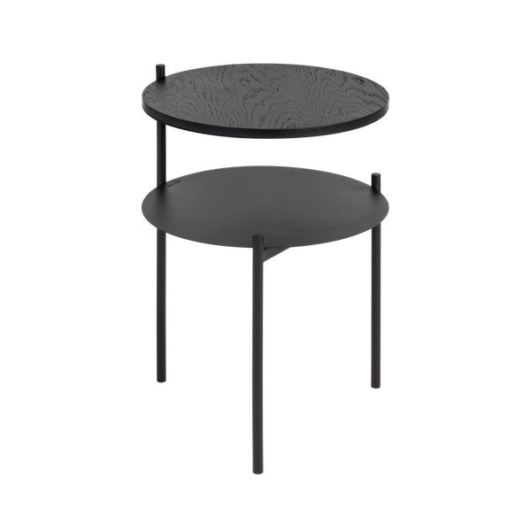 Czarna szafka nocna z blatem w dekorze dębu Tu – noo.ma