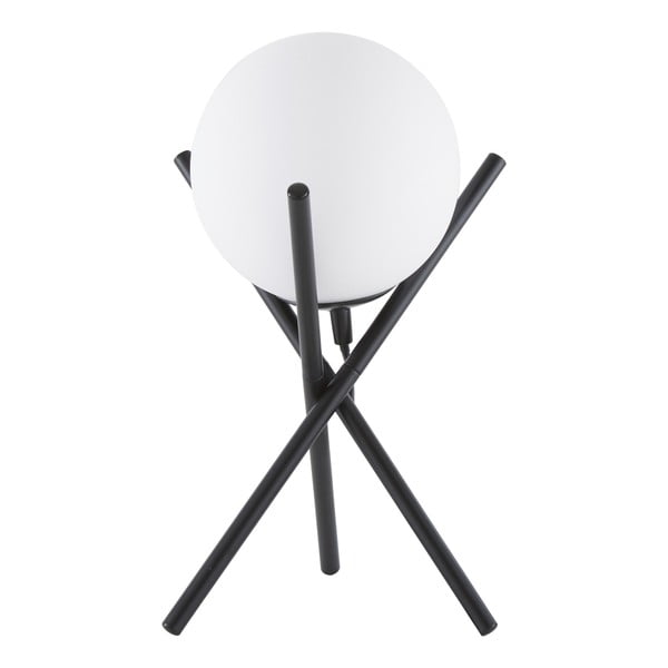 Czarno-biała lampa stołowa ze szklanym abażurem Westwing Collection Erik, wys. 33 cm