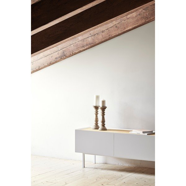 Biało-naturalna szafka pod TV w dekorze dębu 180x45 cm Arista – Teulat-image-2