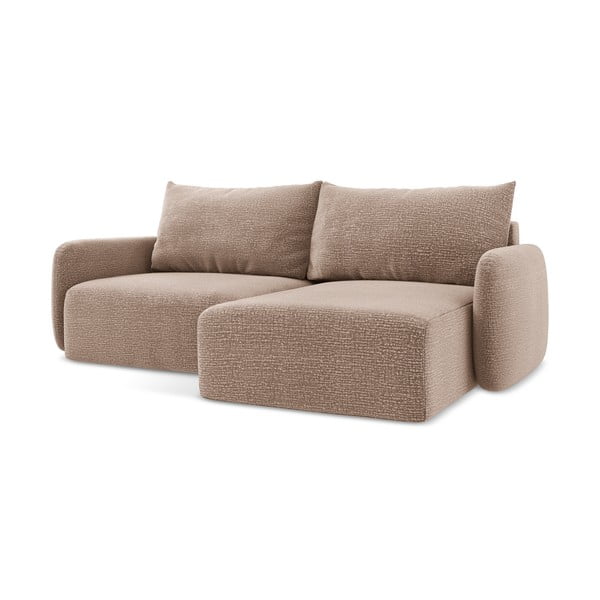 Jasnobrązowy rozkładany/ze schowkiem narożnik (prawostronny) Kalena – Makamii-image-1