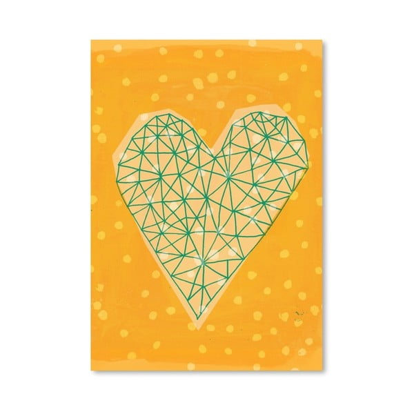 Plakat Geometric Heart in Yellow, 30x42 cm