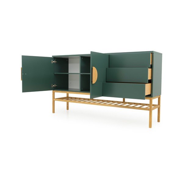 Zielona komoda z nogami z drewna dębowego Tento Scoop, szer. 176 cm-image-3