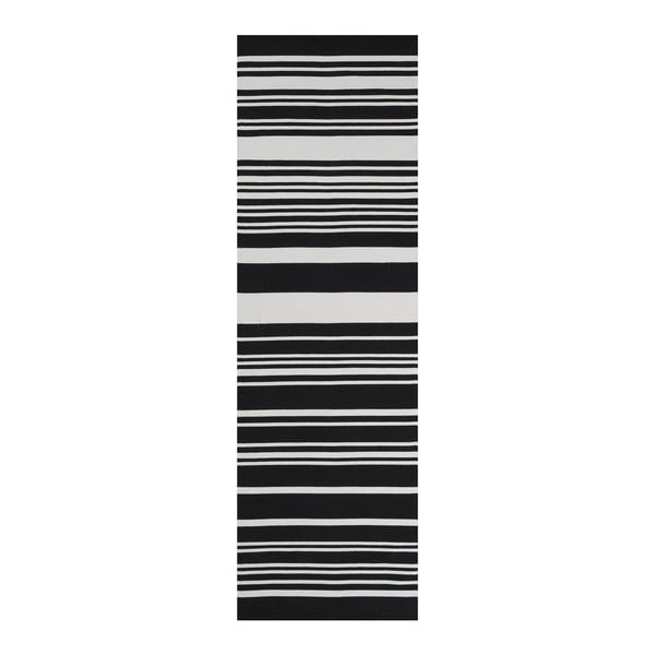 Czarny dywan bawełniany Linie Design Glorious, 80x250 cm