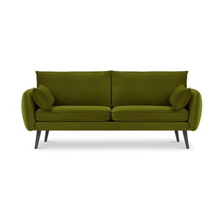 Zielona aksamitna sofa z czarnymi nogami Kooko Home Lento, 198 cm