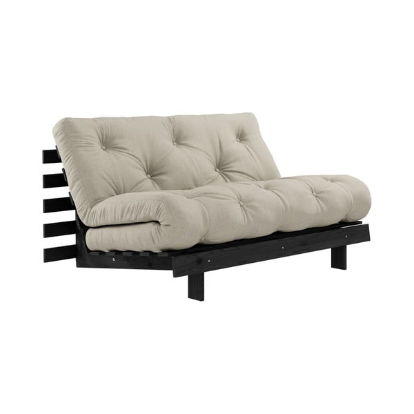 Sofa rozkładana z lnianym obiciem Karup Design Roots Black/Linen