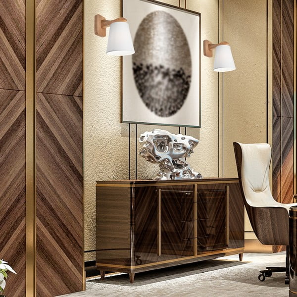 Biało-brązowy kinkiet ø 16 cm Andreas – LAMKUR-image-3