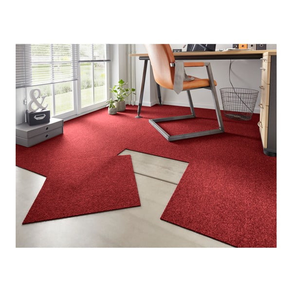 Zestaw 20 szt. kwadratowych czerwonych kawałków dywanu Hans Home Easy, 50x50 cm