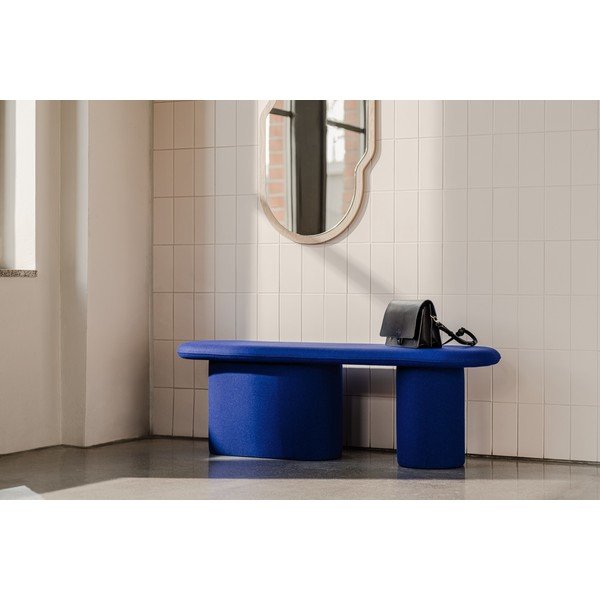 Niebieska wełniana tapicerowana ławka Rull – noo.ma-image-4